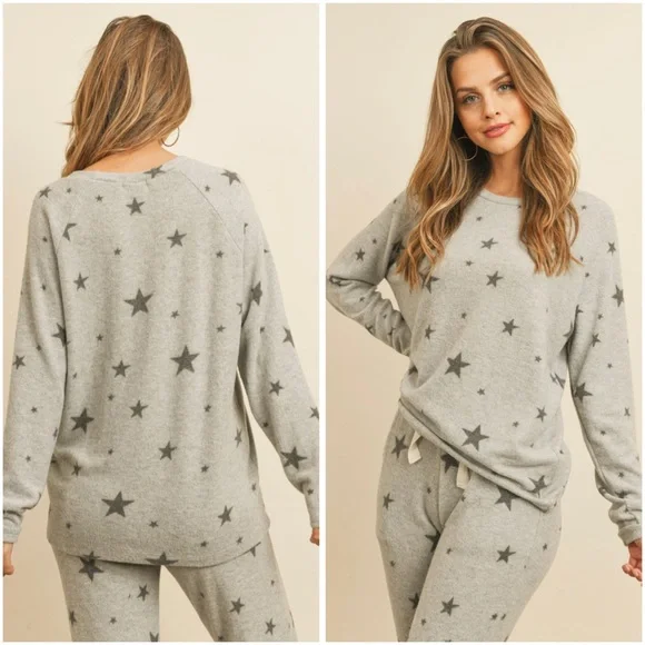 🆕Star print jogger set in heather gray